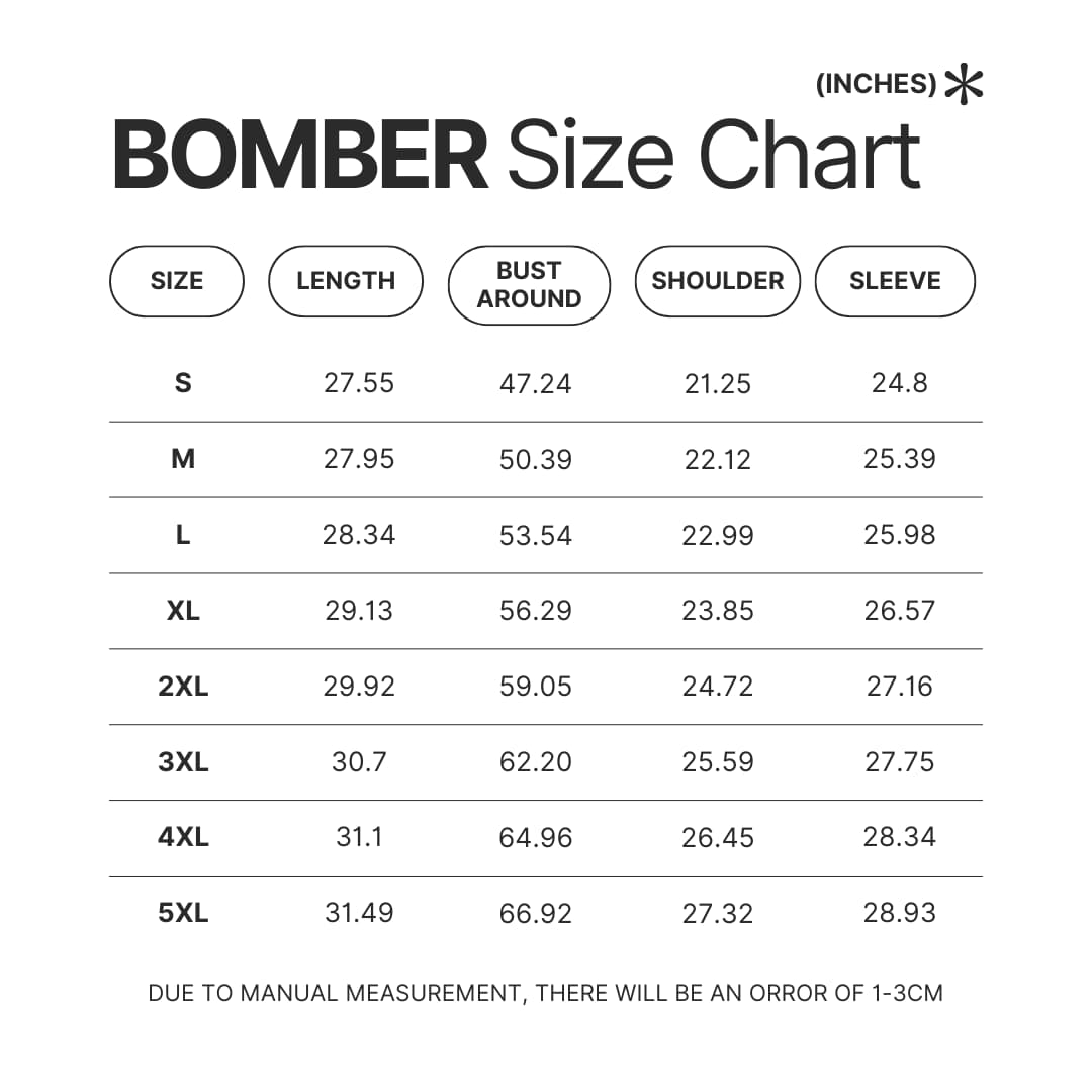 Bomber Size Chart - Ghibli US Store