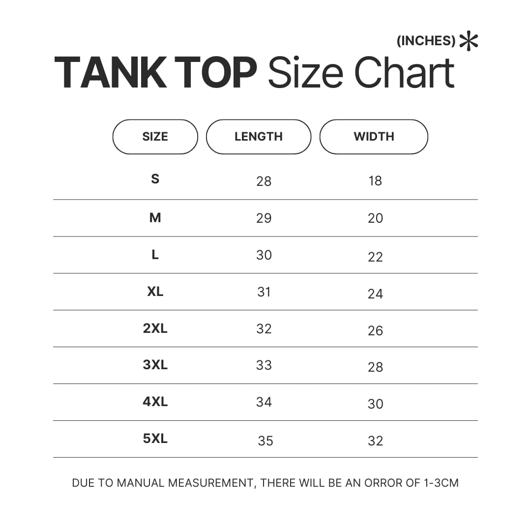 Tank Top Size Chart - Ghibli Europe Store