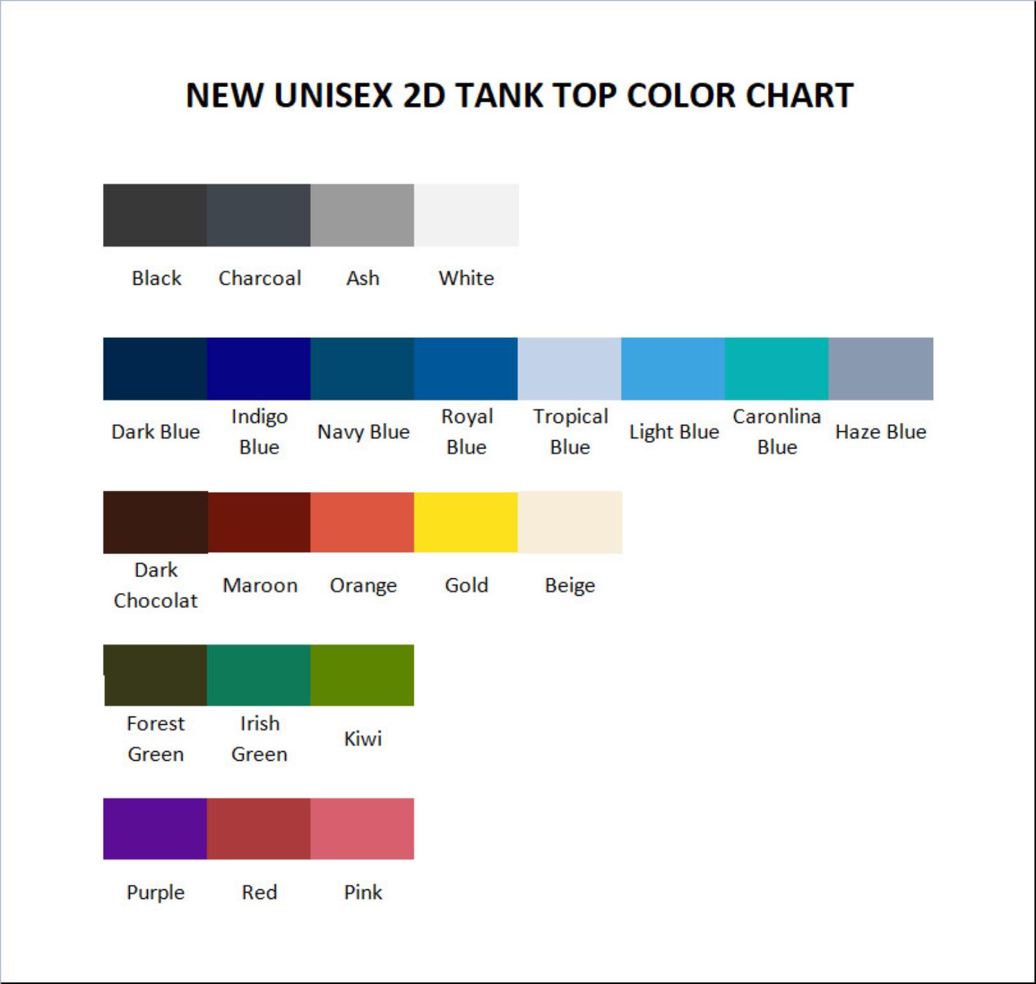 tank top color chart - Ghibli Europe Store