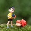 2 Pcs set Kawaii Ponyo on The Cliff Resin Figures Toy Gardening Boy Fish Ornament Action 1 - Ghibli US Store