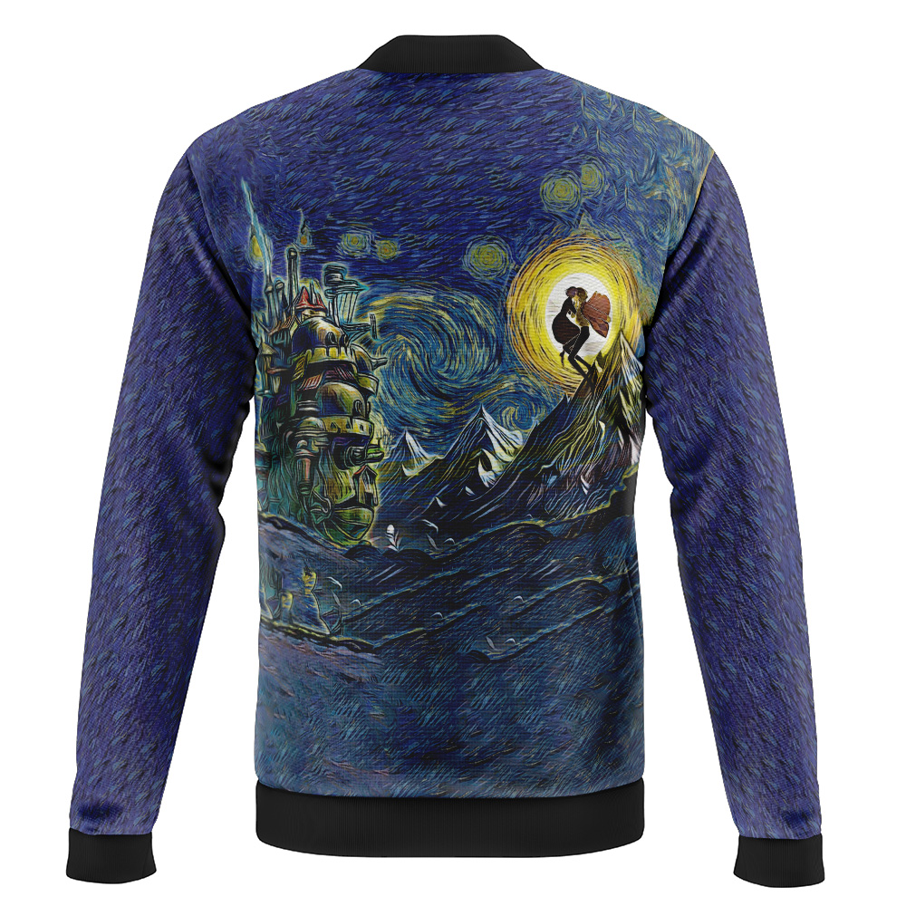 Howl’s Moving Castle Starry Night Studio Ghibli Casual Bomber Jacket - Image 2