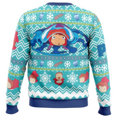 ponyo Ugly Christmas Sweater back mockup - Ghibli US Store