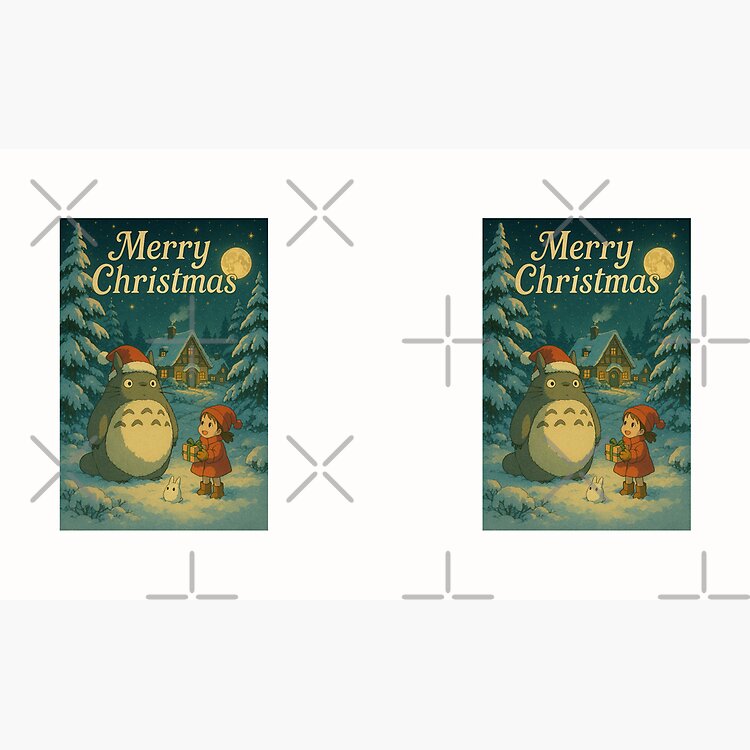 Totoro And Girl Celebrate Christmas Under Full Moon Mug - Image 2