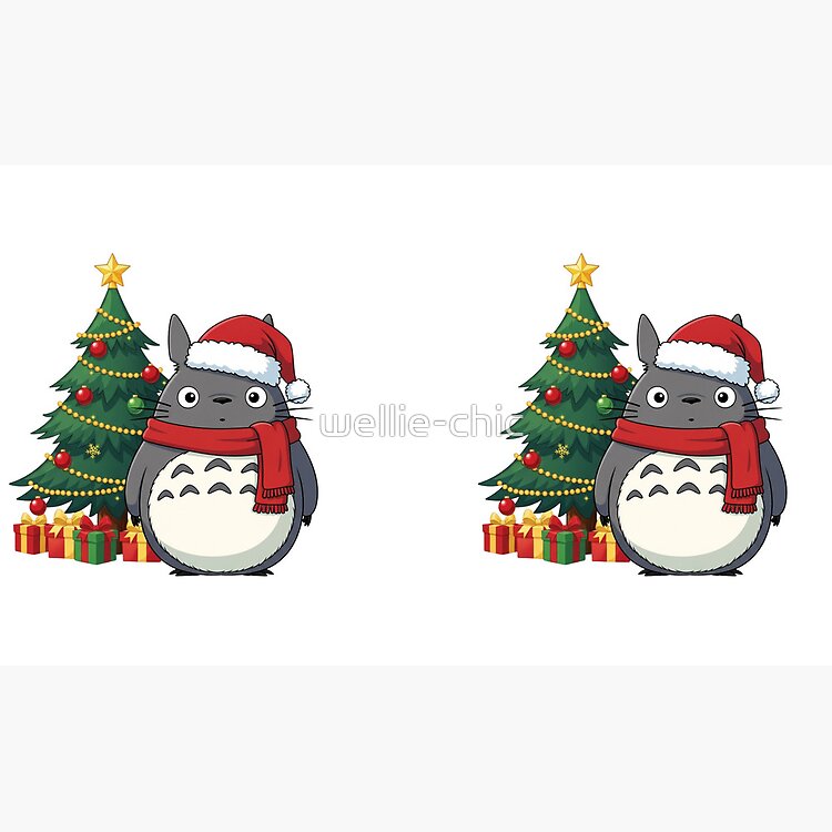 Cute Totoro Christmas Art Print Adorable Anime Holiday Mug - Image 2