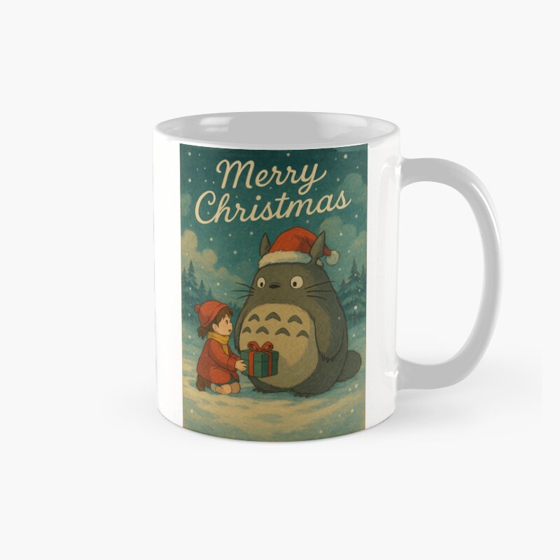 Anime Totoro Christmas Card With Gift Exchange Mug